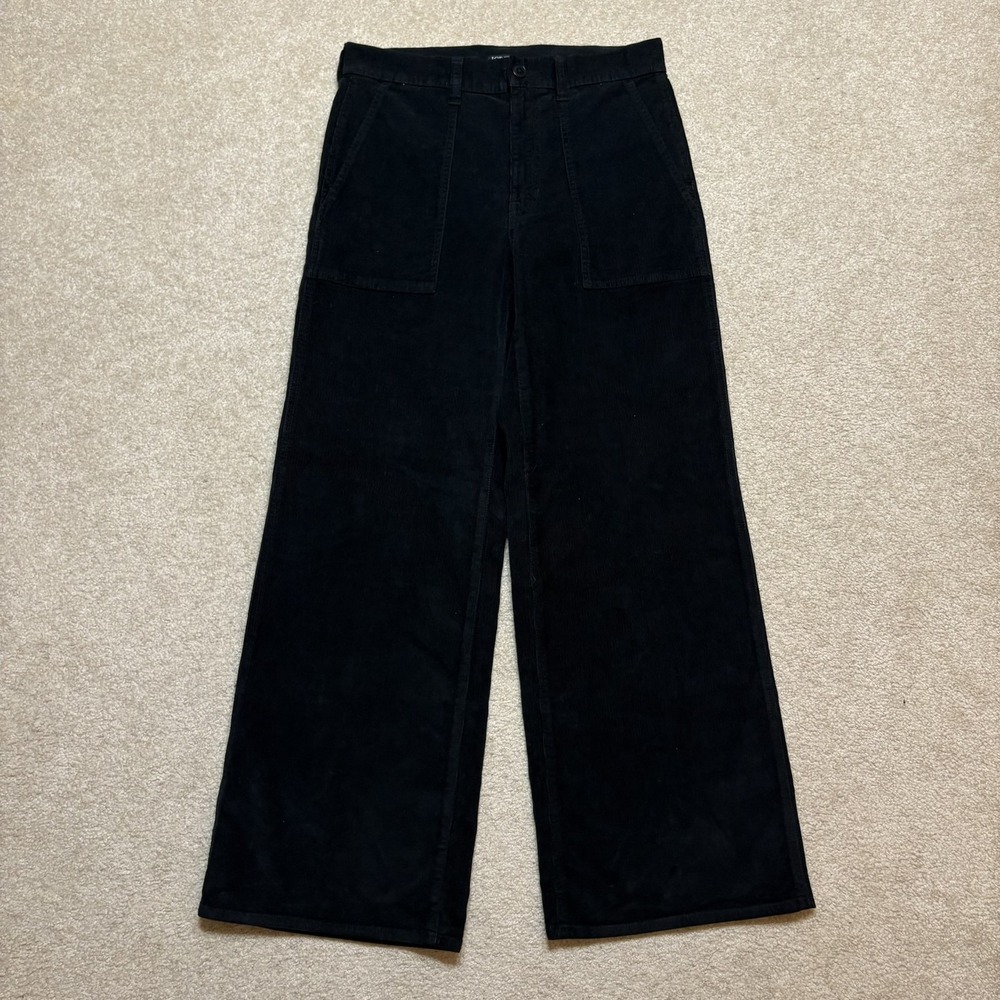 NWT J. Crew Corduroy Pants Womens 26 Black Wide Leg Camp Pocket Stretch CP715